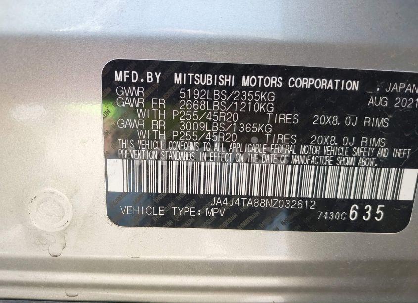 Photo 9 of 2022 Mitsubishi Outlander ES 2.5 S-AWC (VIN JA4J4TA88NZ032612)