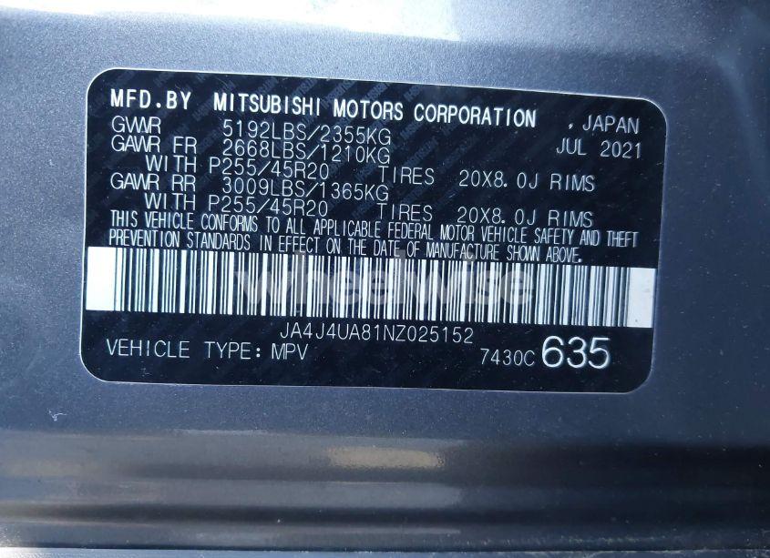 Photo 9 of 2022 Mitsubishi Outlander BLACK EDITION S-AWC/SE 2.5 S-AWC/SE LAUNCH EDITION S-AWC (VIN JA4J4UA81NZ025152)