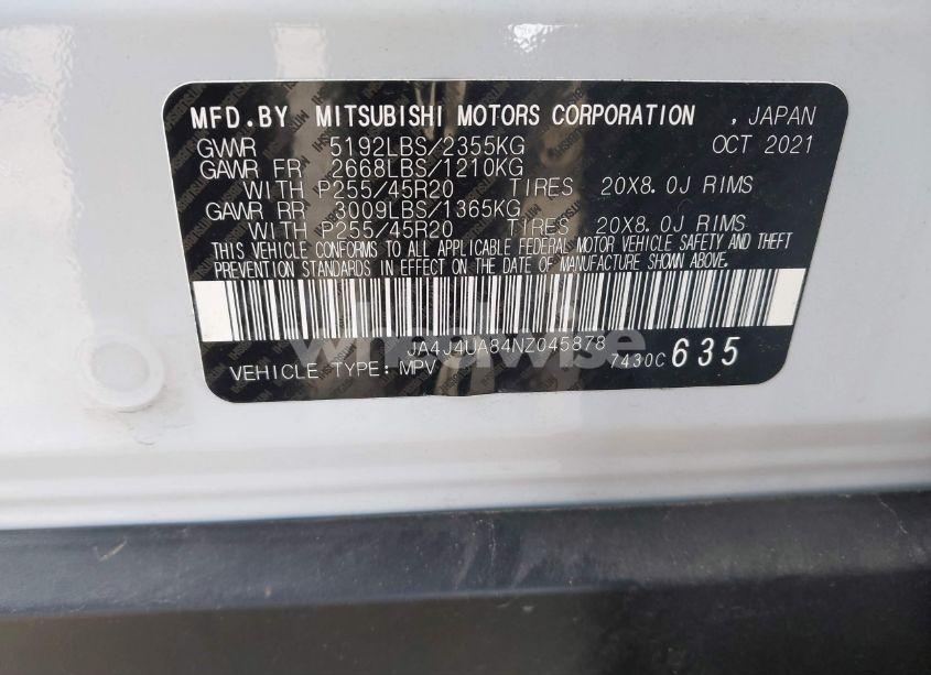 Photo 9 of 2022 Mitsubishi Outlander BLACK EDITION S-AWC/SE 2.5 S-AWC/SE LAUNCH EDITION S-AWC (VIN JA4J4UA84NZ045878)