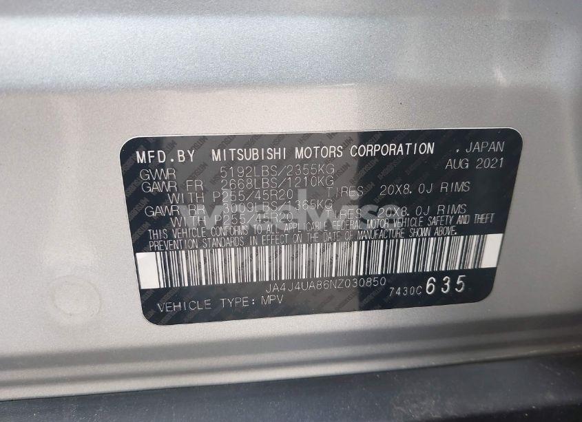 Photo 9 of 2022 Mitsubishi Outlander BLACK EDITION S-AWC/SE 2.5 S-AWC/SE LAUNCH EDITION S-AWC (VIN JA4J4UA86NZ030850)