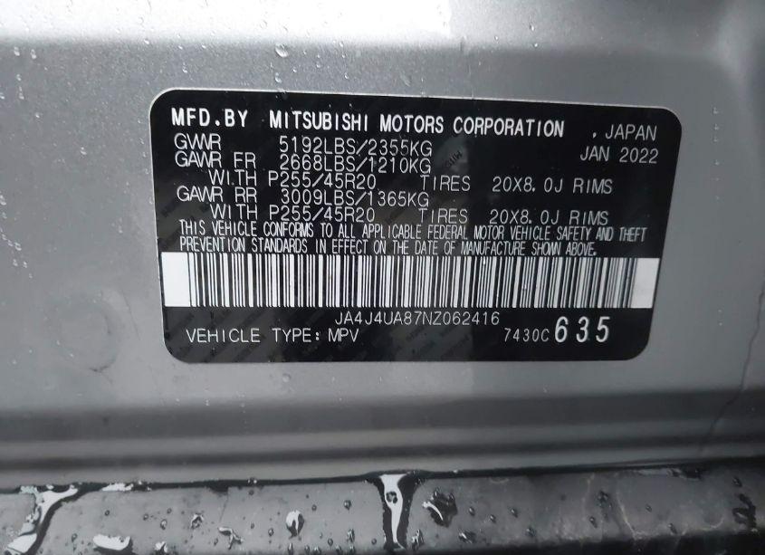 Photo 9 of 2022 Mitsubishi Outlander SE 2.5 (VIN JA4J4UA87NZ062416)