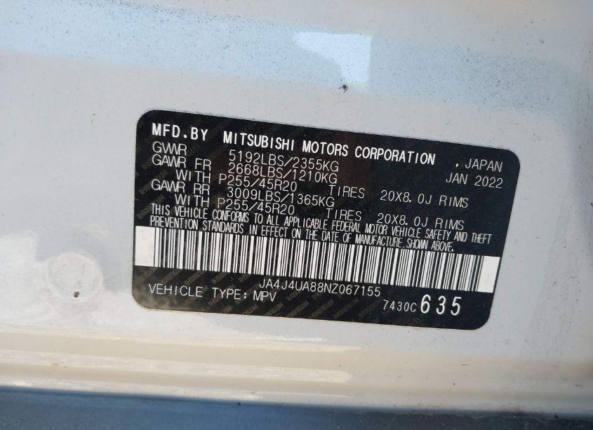 Photo 9 of 2022 Mitsubishi Outlander BLACK EDITION /SE 2.5 /SE LAUNCH EDITION (VIN JA4J4UA88NZ067155)