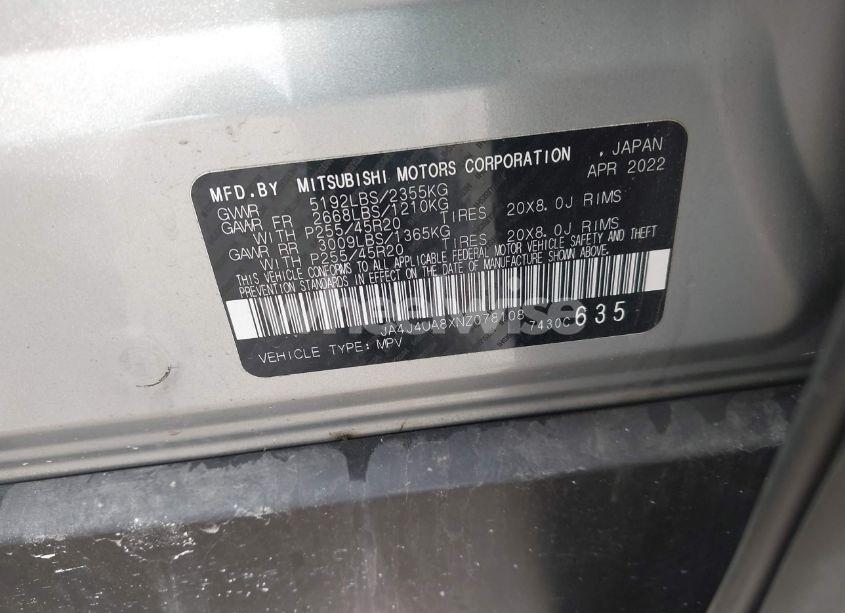 Photo 9 of 2022 Mitsubishi Outlander BLACK EDITION S-AWC (VIN JA4J4UA8XNZ078108)