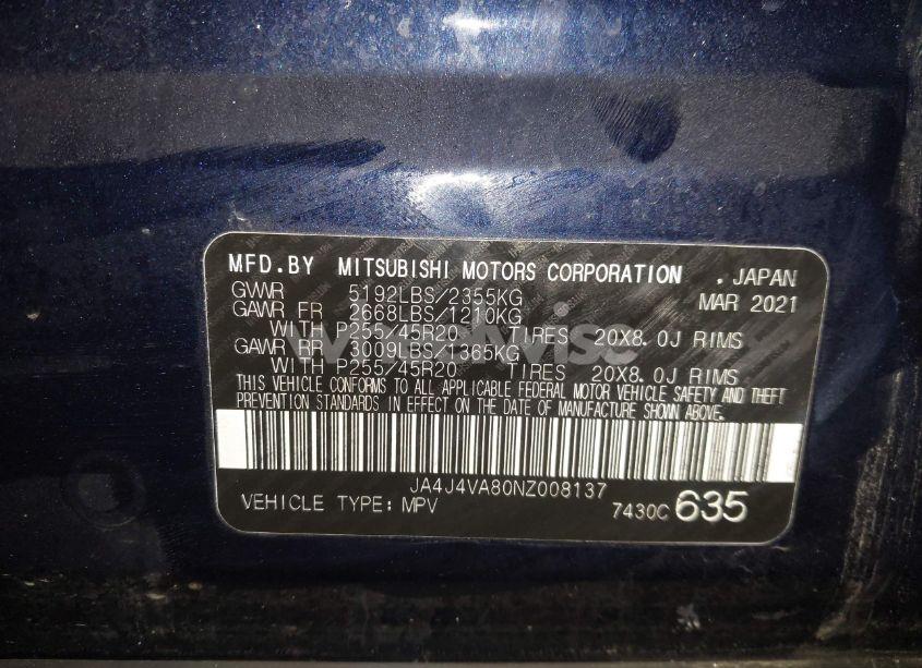 Photo 9 of 2022 Mitsubishi Outlander SEL 2.5 S-AWC/SEL LAUNCH EDITION S-AWC/SEL SPECIAL EDITION S-AWC (VIN JA4J4VA80NZ008137)