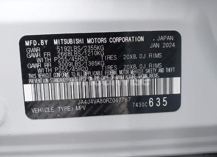 Photo 9 of 2024 Mitsubishi Outlander SE 2.5 S-AWC (VIN JA4J4VA80RZ047767)