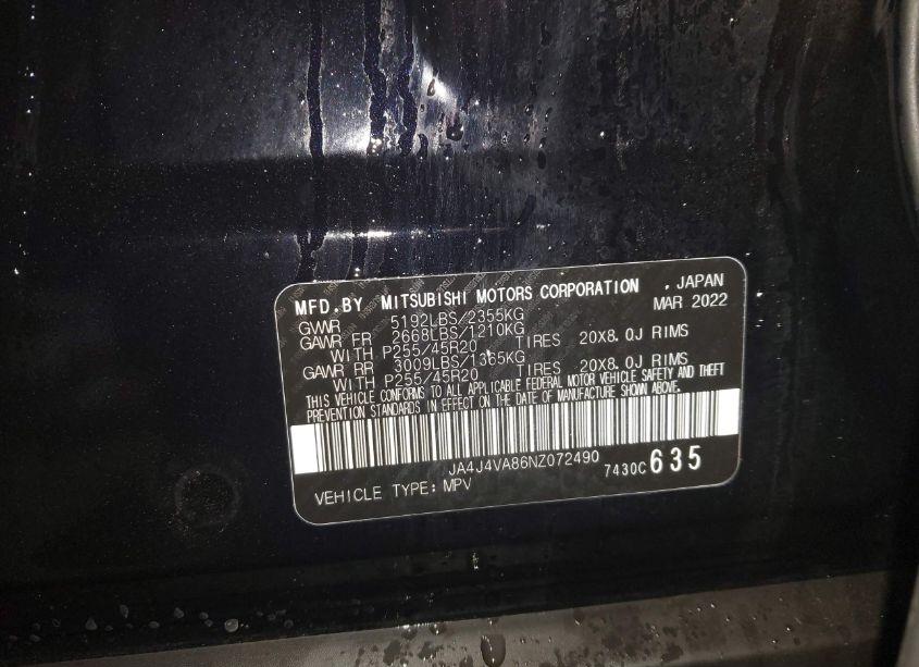 Photo 9 of 2022 Mitsubishi Outlander SEL 2.5 /SEL LAUNCH EDITION /SEL SPECIAL EDITION (VIN JA4J4VA86NZ072490)