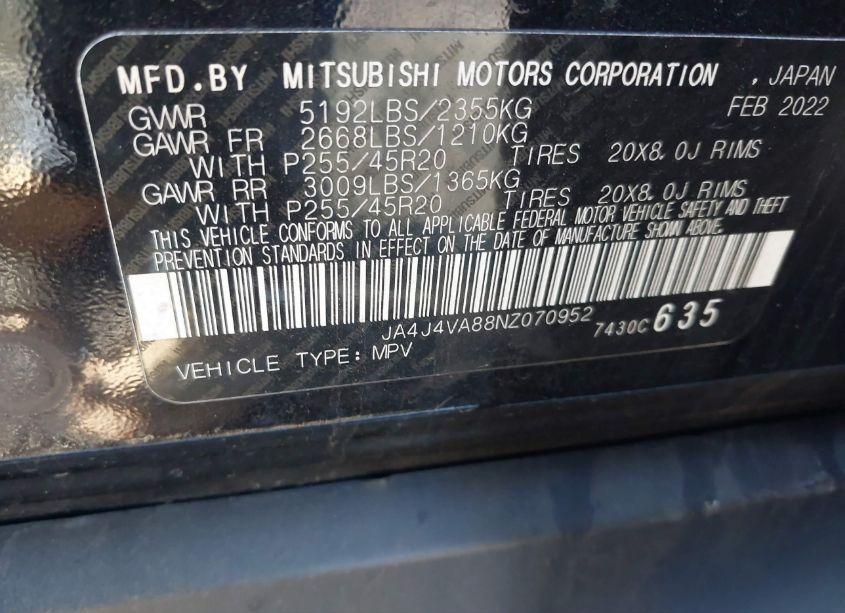 Photo 9 of 2022 Mitsubishi Outlander (VIN JA4J4VA88NZ070952)