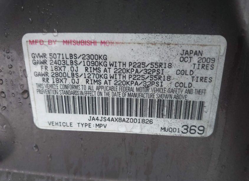 Photo 9 of 2010 Mitsubishi Outlander XLS (VIN JA4JS4AX8AZ001826)