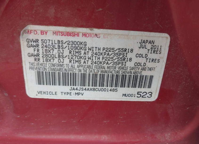 Photo 9 of 2012 Mitsubishi Outlander GT (VIN JA4JS4AX8CU001485)