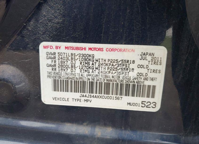 Photo 8 of 2012 Mitsubishi Outlander GT (VIN JA4JS4AXXCU001567)