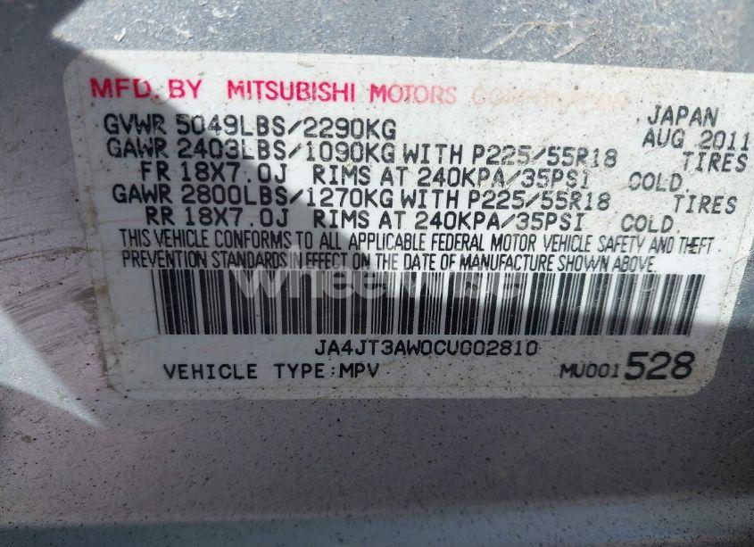 Photo 9 of 2012 Mitsubishi Outlander SE (VIN JA4JT3AW0CU002810)