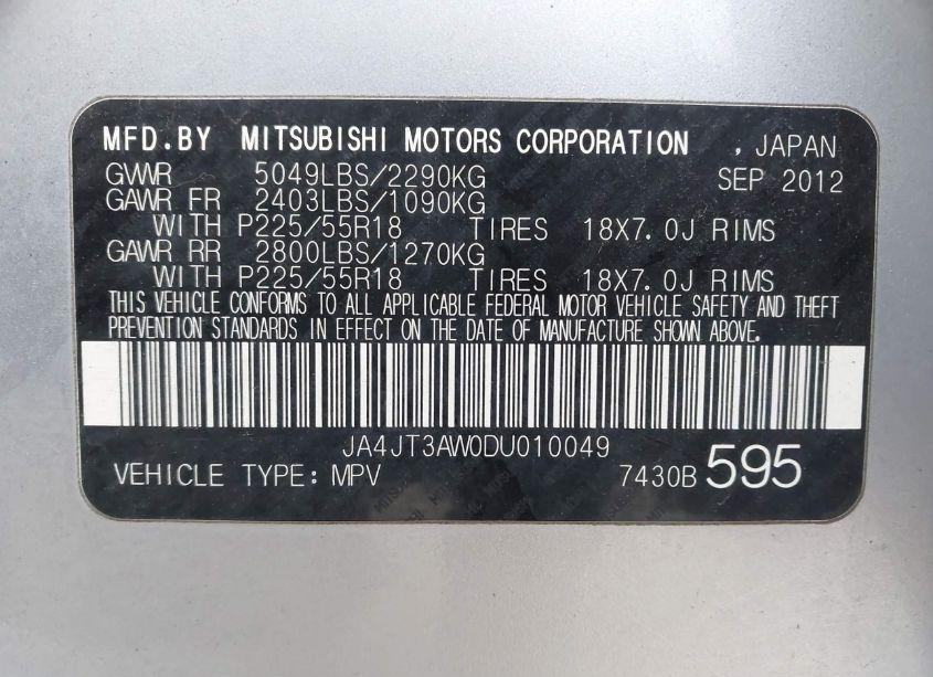 Photo 9 of 2013 Mitsubishi Outlander SE (VIN JA4JT3AW0DU010049)