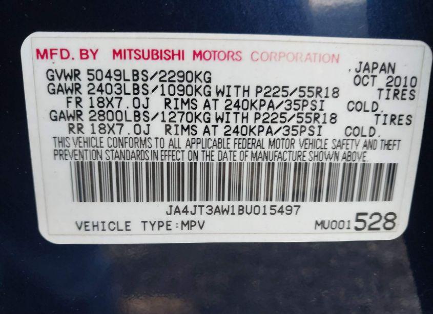 Photo 9 of 2011 Mitsubishi Outlander SE (VIN JA4JT3AW1BU015497)