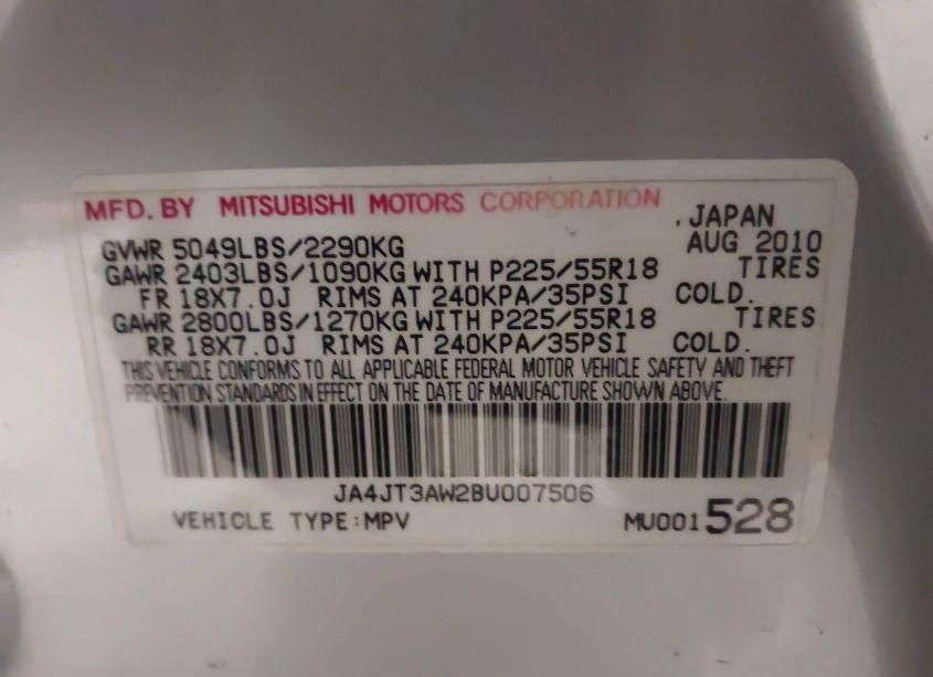 Photo 9 of 2011 Mitsubishi Outlander SE (VIN JA4JT3AW2BU007506)