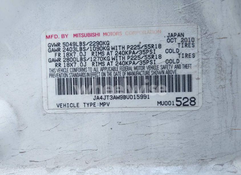 Photo 9 of 2011 Mitsubishi Outlander SE (VIN JA4JT3AW9BU015991)