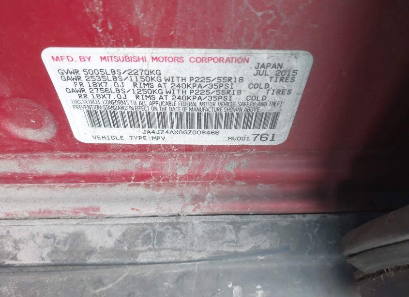 Photo 9 of 2016 Mitsubishi Outlander GT (VIN JA4JZ4AX0GZ008466)