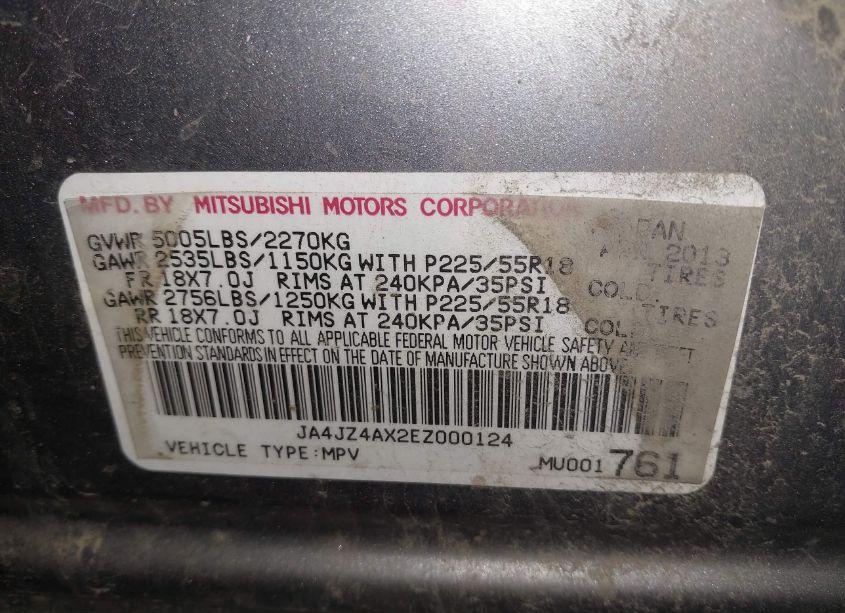 Photo 9 of 2014 Mitsubishi Outlander GT (VIN JA4JZ4AX2EZ000124)