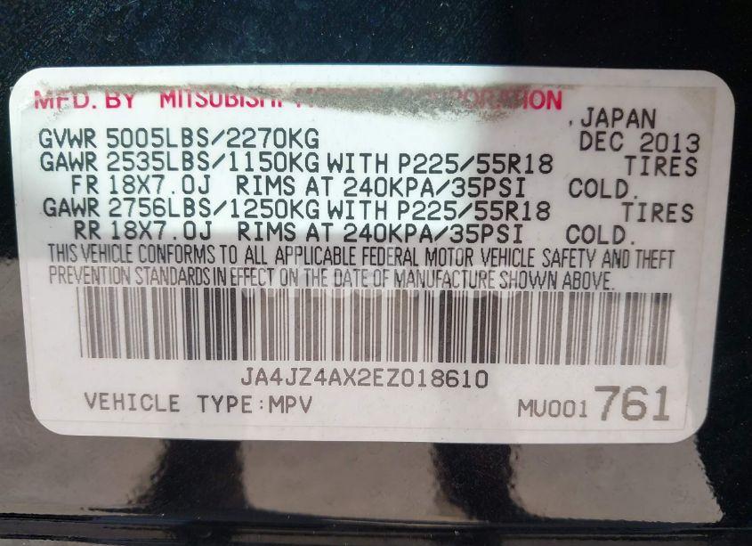 Photo 9 of 2014 Mitsubishi Outlander GT (VIN JA4JZ4AX2EZ018610)