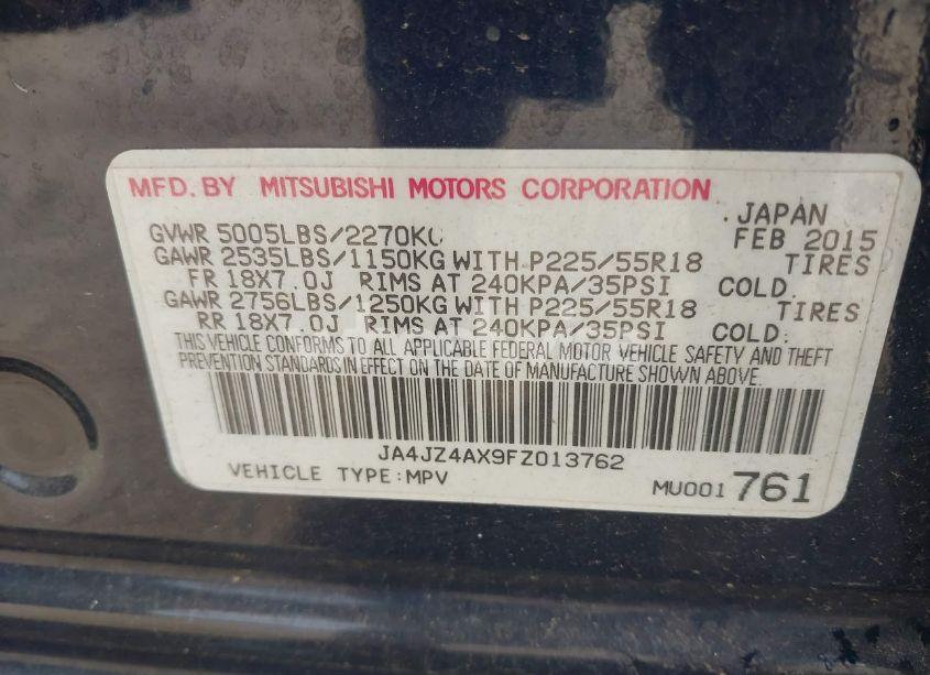 Photo 9 of 2015 Mitsubishi Outlander GT (VIN JA4JZ4AX9FZ013762)