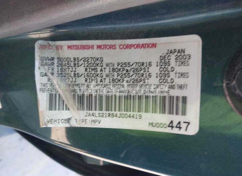Photo 9 of 2004 Mitsubishi Montero SPORT LS (VIN JA4LS21R84J004419)