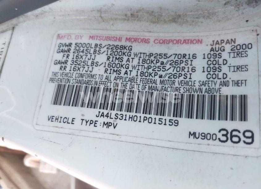 Photo 9 of 2001 Mitsubishi Montero SPORT XLS (VIN JA4LS31H01P015159)