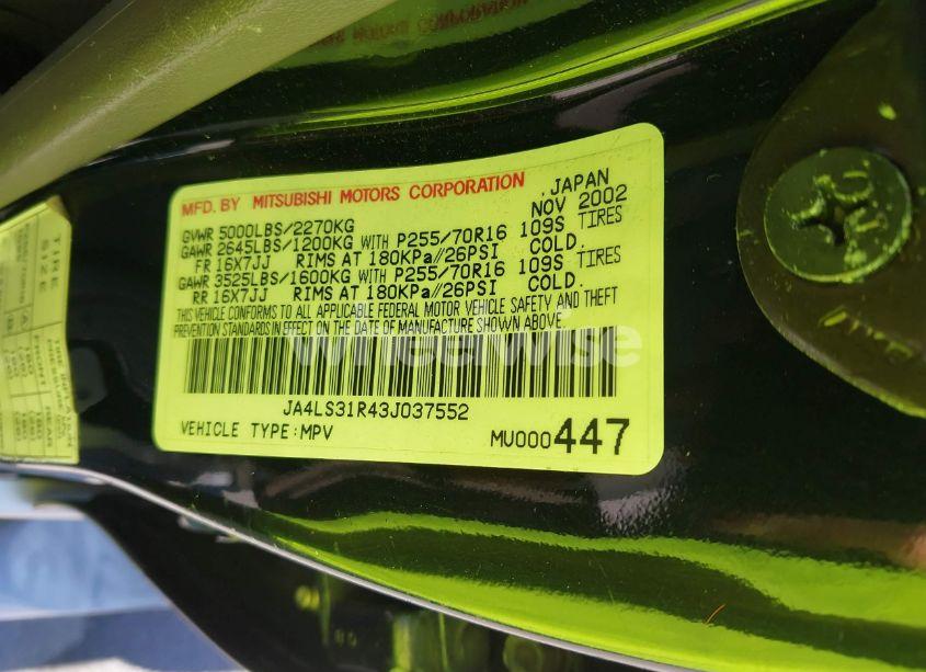 Photo 9 of 2003 Mitsubishi Montero SPORT XLS (VIN JA4LS31R43J037552)