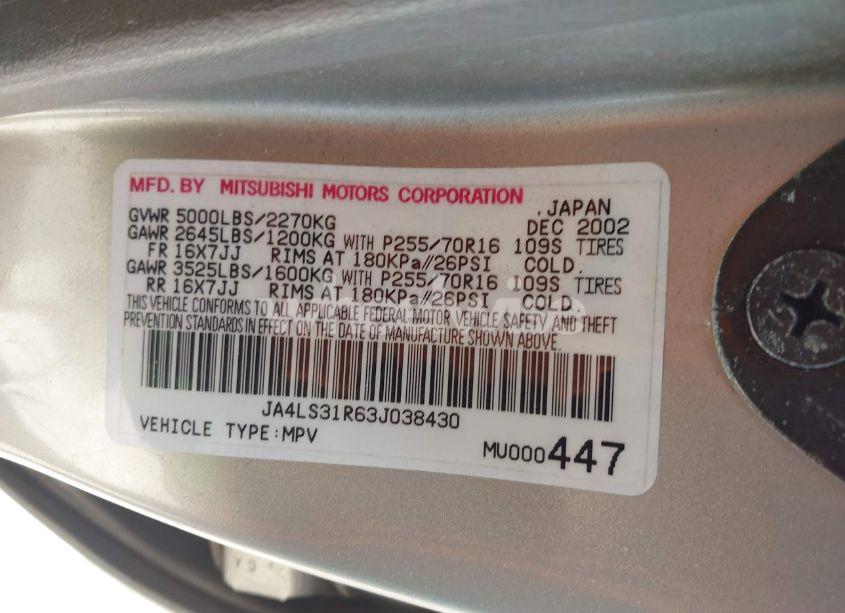 Photo 8 of 2003 Mitsubishi Montero SPORT XLS (VIN JA4LS31R63J038430)