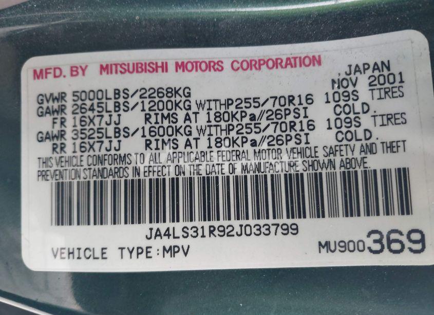 Photo 9 of 2002 Mitsubishi Montero SPORT XLS (VIN JA4LS31R92J033799)