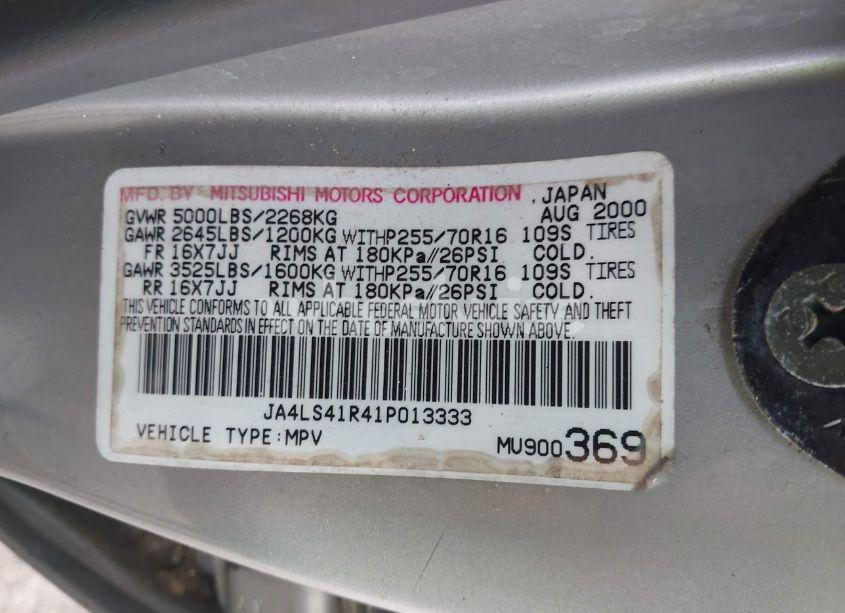 Photo 9 of 2001 Mitsubishi Montero SPORT LIMITED (VIN JA4LS41R41P013333)