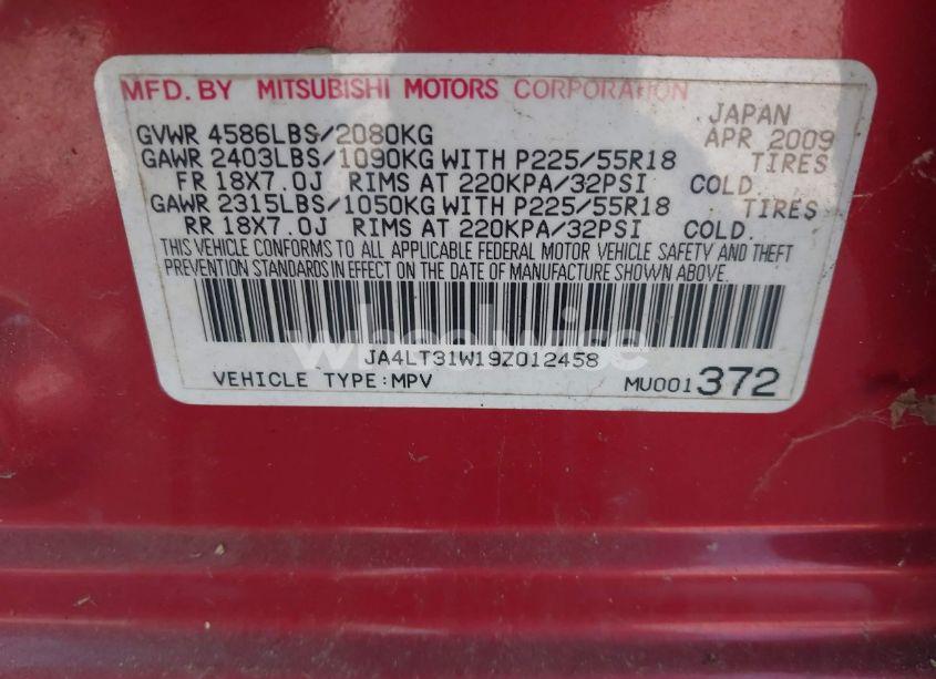 Photo 9 of 2009 Mitsubishi Outlander SE (VIN JA4LT31W19Z012458)