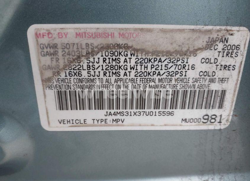 Photo 9 of 2007 Mitsubishi Outlander ES/LS (VIN JA4MS31X37U015596)