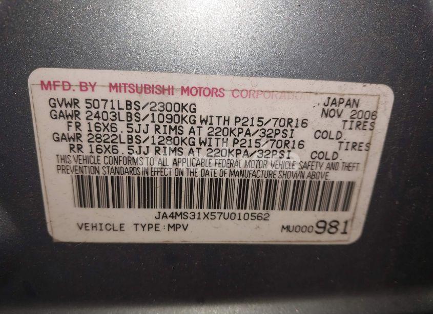 Photo 9 of 2007 Mitsubishi Outlander ES/LS (VIN JA4MS31X57U010562)