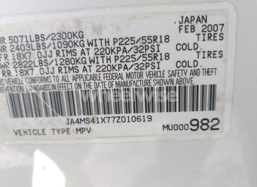 Photo 9 of 2007 Mitsubishi Outlander XLS (VIN JA4MS41X77Z010619)
