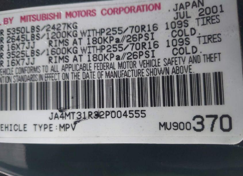 Photo 9 of 2002 Mitsubishi Montero SPORT XLS (VIN JA4MT31R32P004555)