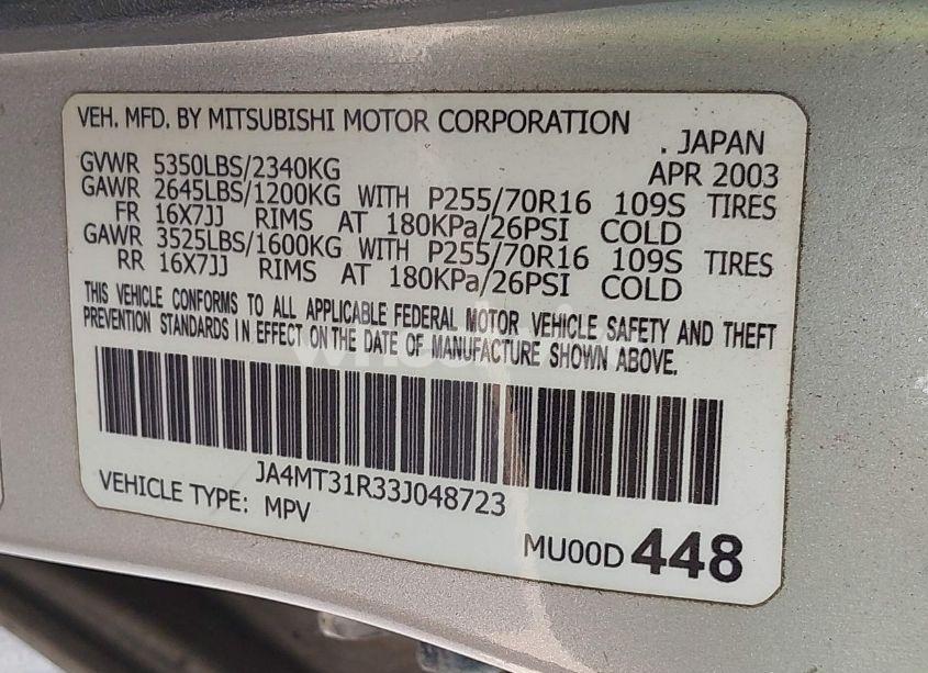 Photo 9 of 2003 Mitsubishi Montero SPORT XLS (VIN JA4MT31R33J048723)
