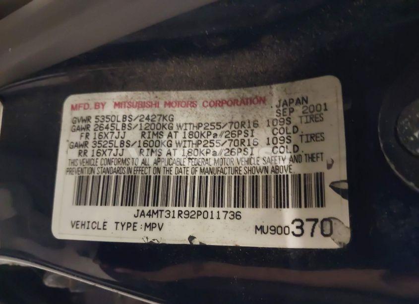 Photo 9 of 2002 Mitsubishi Montero SPORT XLS (VIN JA4MT31R92P011736)