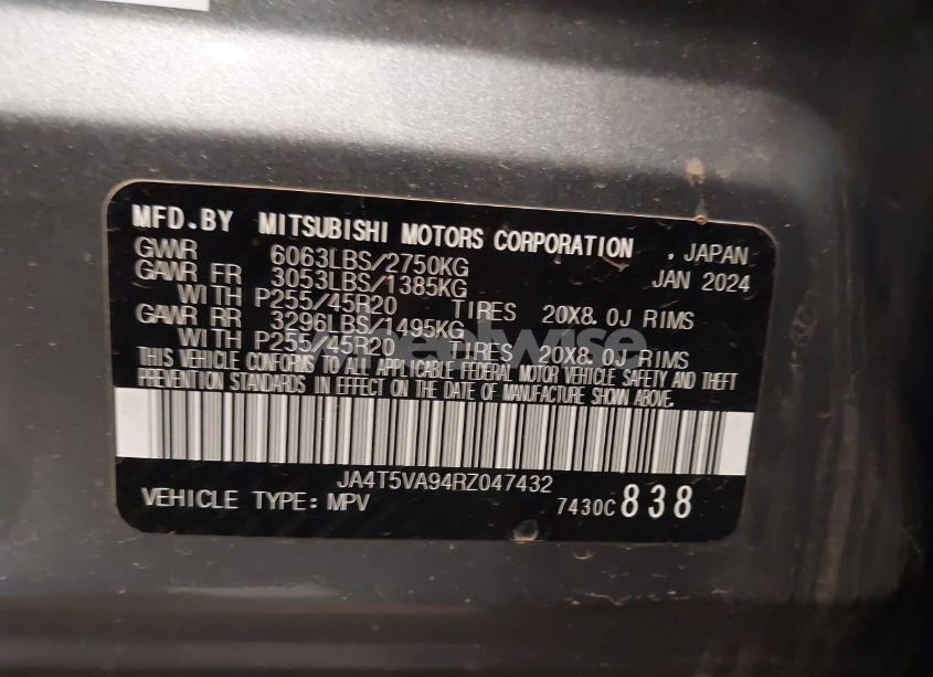 Photo 9 of 2024 Mitsubishi Outlander PHEV SE S-AWC (VIN JA4T5VA94RZ047432)
