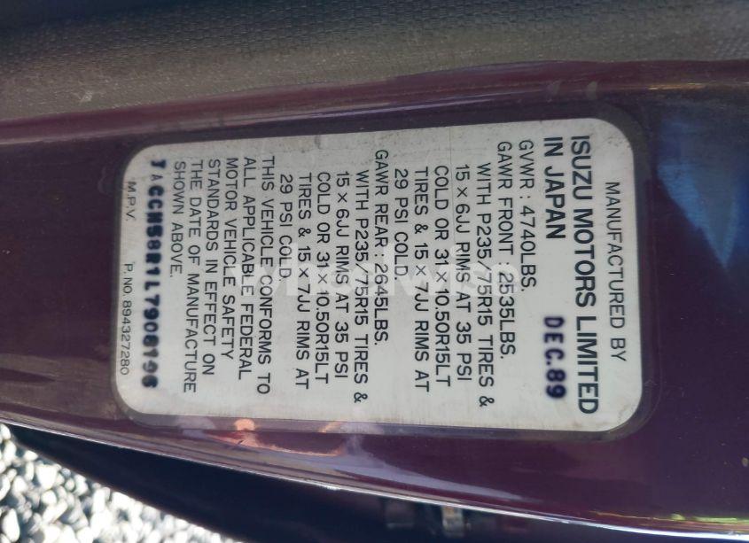 Photo 9 of 1990 Isuzu Trooper (VIN JACCH58R1L7908196)