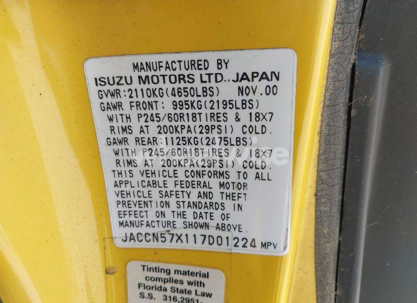 Photo 9 of 2001 Isuzu Vehicross (VIN JACCN57X117D01224)