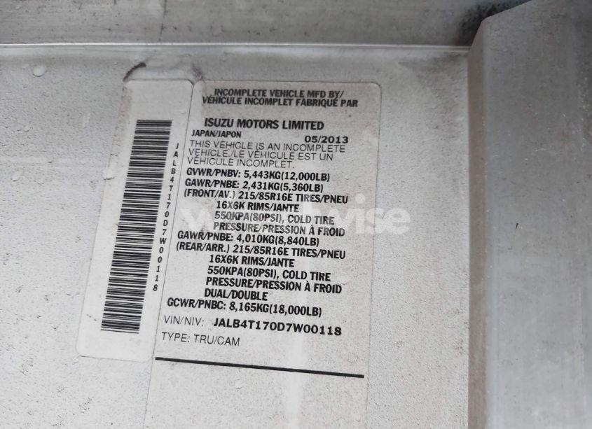 Photo 8 of 2013 Isuzu Commercial VAN (VIN JALB4T170D7W00118)