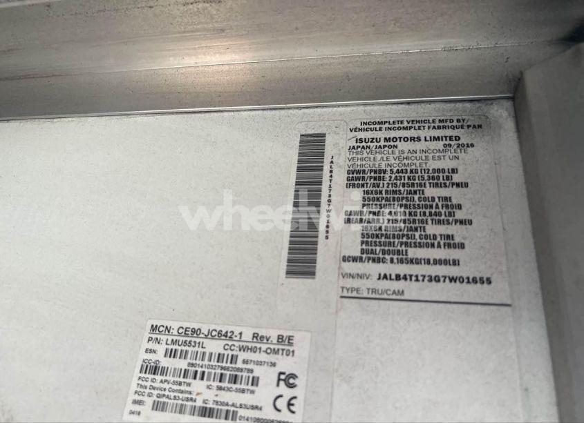 Photo 9 of 2016 Isuzu Npr (VIN JALB4T173G7W01655)