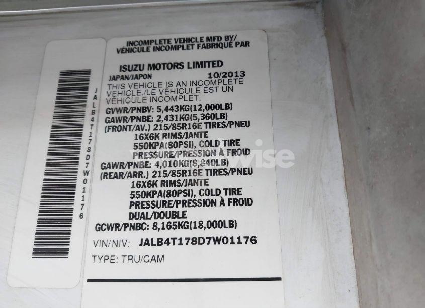 Photo 7 of 2013 Isuzu Commercial VAN (VIN JALB4T178D7W01176)