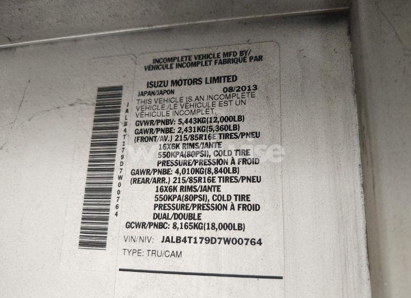 Photo 8 of 2013 Isuzu Commercial VAN (VIN JALB4T179D7W00764)