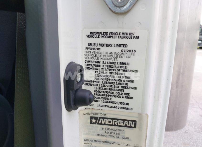 Photo 8 of 2016 Isuzu Dsl REG AT (VIN JALE5W164G7900803)