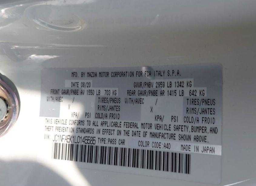 Photo 9 of 2020 Fiat 124 SPIDER CLASSICA (VIN JC1NFAEK1L0145585)