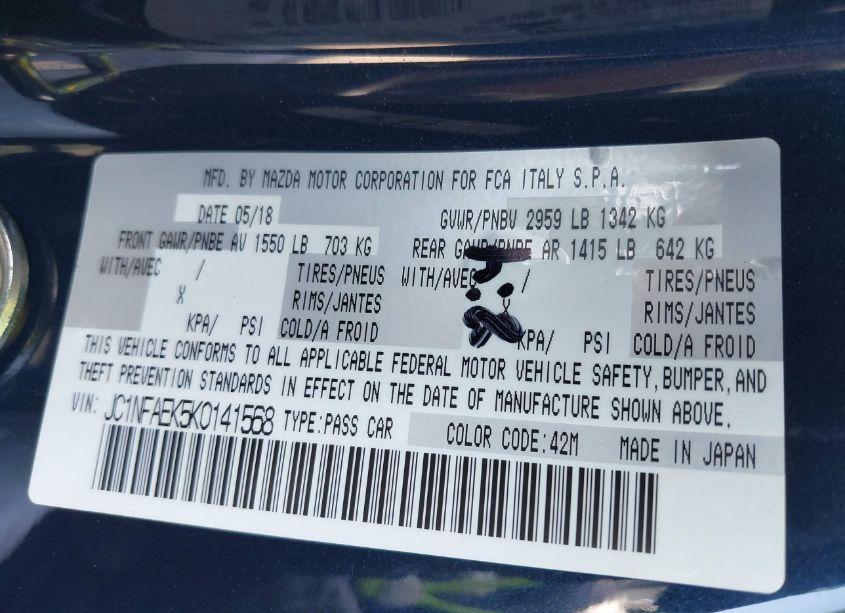 Photo 9 of 2019 Fiat 124 SPIDER LUSSO (VIN JC1NFAEK5K0141568)