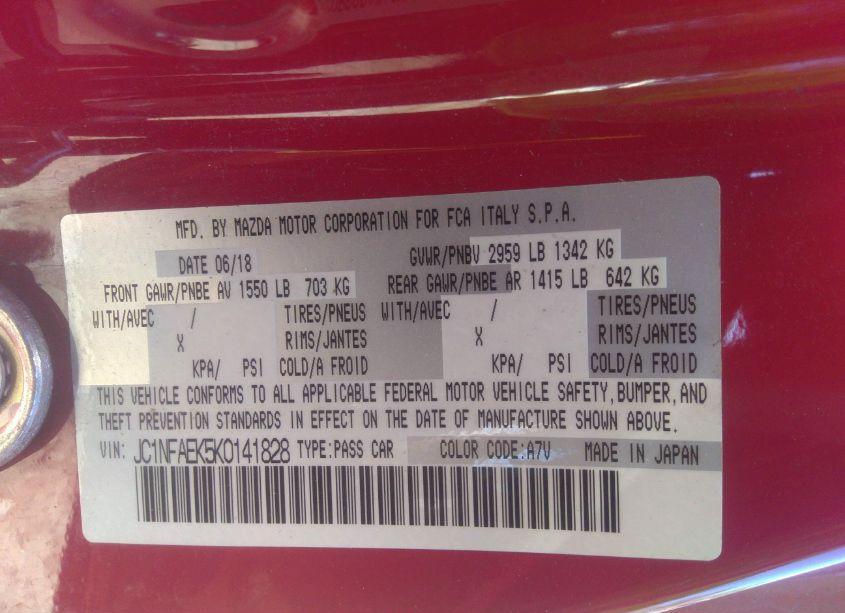 Photo 9 of 2019 Fiat 124 SPIDER LUSSO (VIN JC1NFAEK5K0141828)