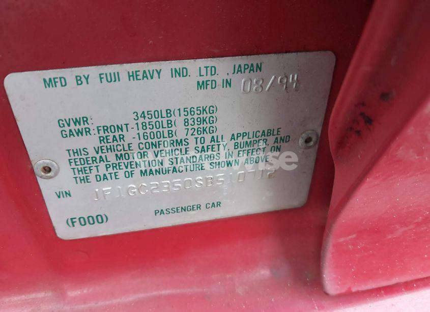 Photo 9 of 1995 Subaru Impreza L PLUS (VIN JF1GC2350SB510712)