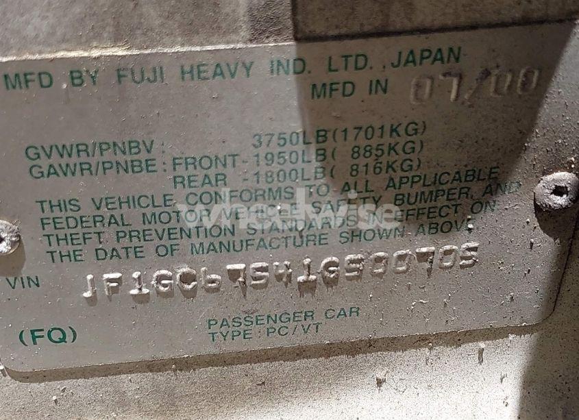 Photo 9 of 2001 Subaru Impreza 2.5RS (VIN JF1GC67541G500705)