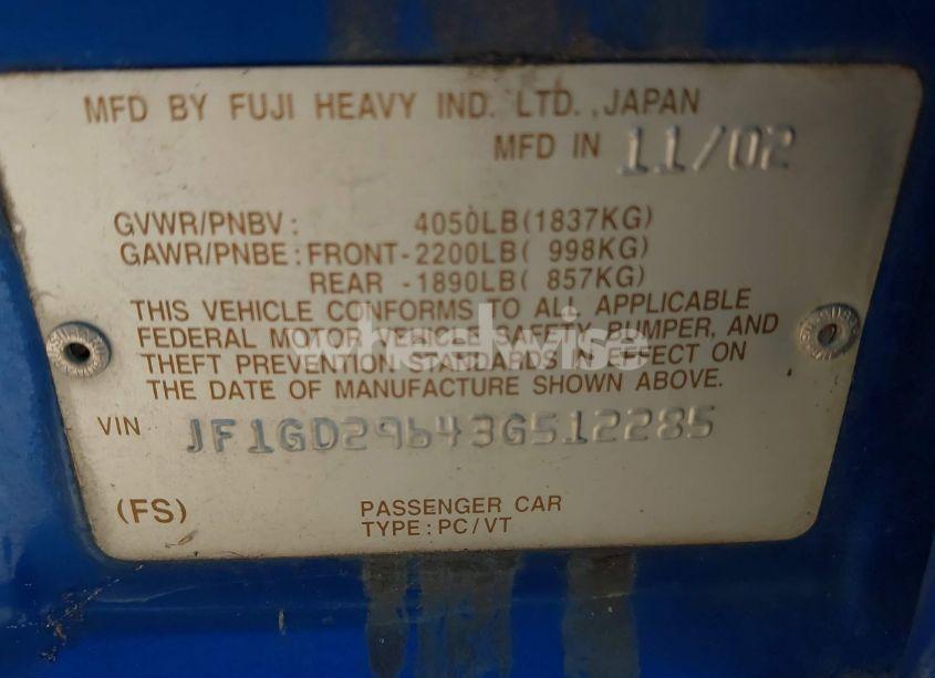 Photo 9 of 2003 Subaru Impreza WRX (VIN JF1GD29643G512285)